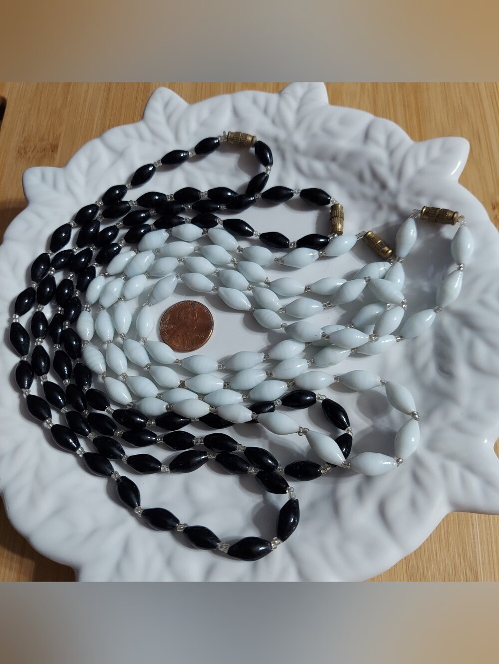 (Set Of 4) Natural River Stone/Barrel Bead Choker Style Necklaces